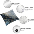 thumbnail image 4 of Acheng Throw Pillow Covers Decorative Pillow Covers Marble Texture Turquoise Blue Gold Cushion Cover Pillowcases for Sofa Couch Living Room,2 Pcs (Dark Blue) White, 4 of 6