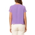 thumbnail image 3 of INSPIRE CHIC Women's Short Sleeve Pleated Front Summer Chiffon Blouse Tops XS Violet, 3 of 6