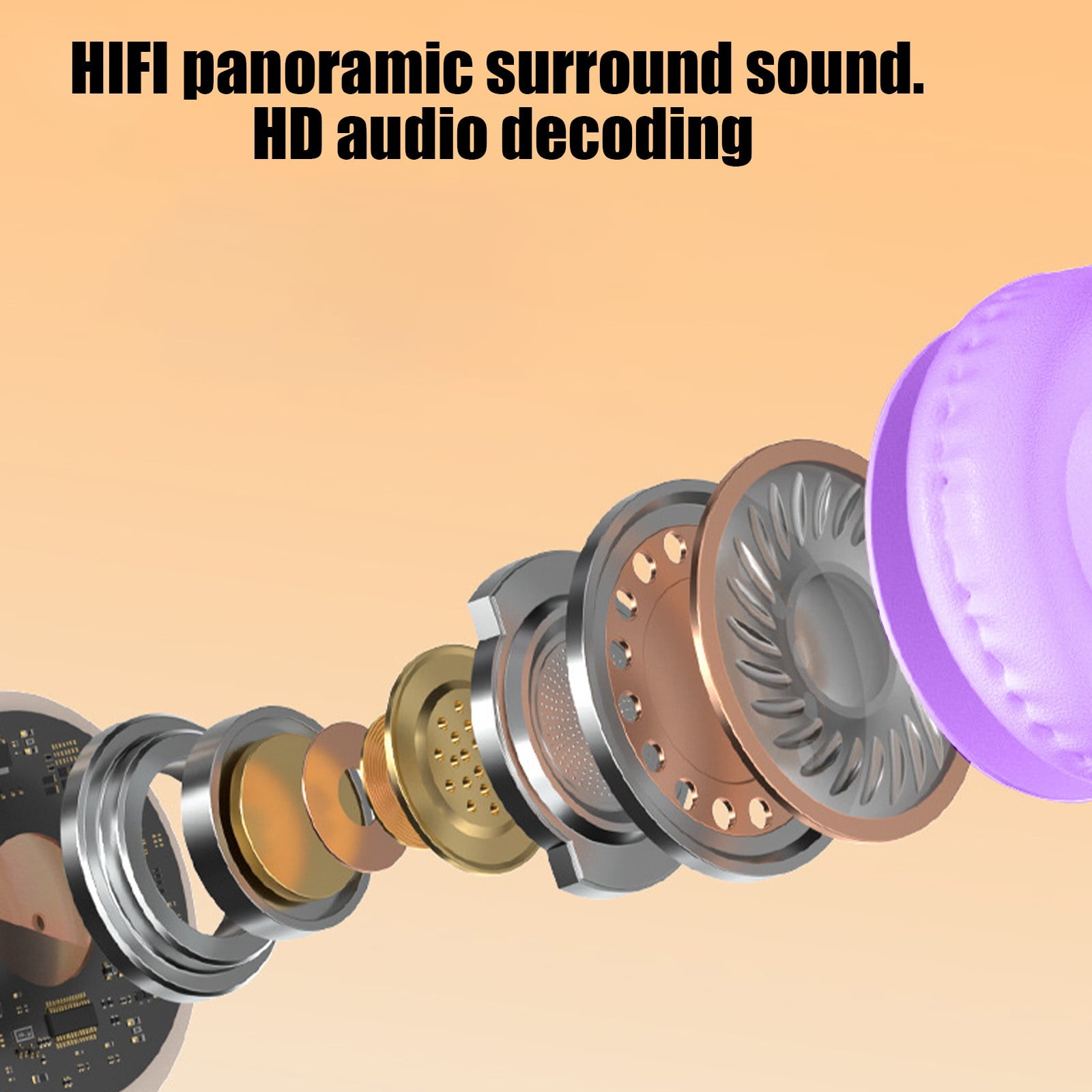 Active Noise Cancelling Headphones, Wireless Over Ear Bluetooth Headphones, 3EQ Modes via Button, 60H Playtime Lightweight Folding Stereo Bass Headset with Mic, for Travel Home(Purple)