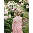 thumbnail image 4 of 2Bunnies Girls' 12M-12yr Paisley All-Over Lace V Back Long Sleeve Maxi Flower Girl Dress, 4 of 7