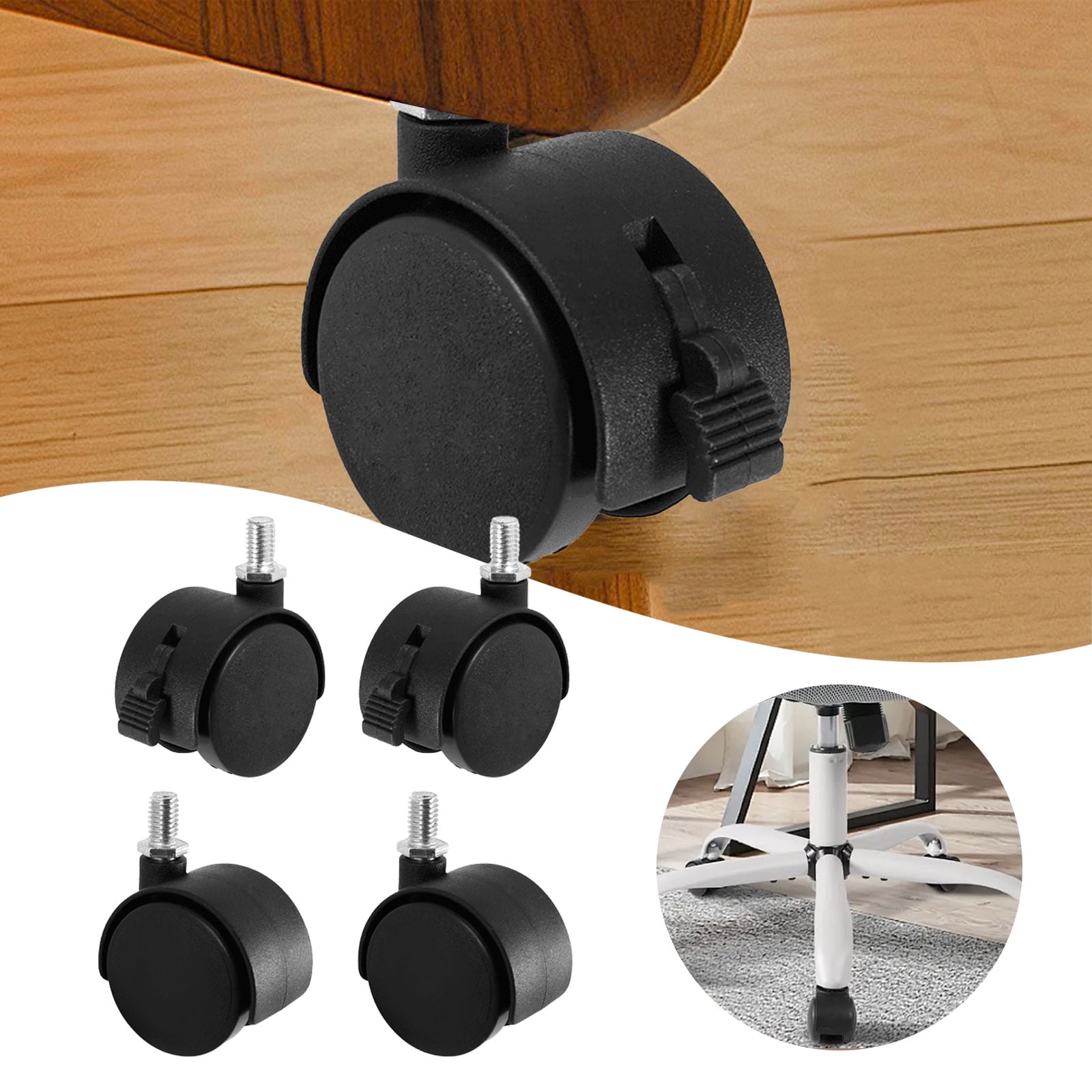 YWIYIUD 24 Pcs 1.6 Inch Swivel Stem Caster Wheels Replacement Casters, Stem Caster Wheels, Chair Wheels Twin Caster Wheels with Locking Brake