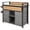 Gray, variant on 52.8"W Wicker Outdoor Grill Cart with Extended Plastic Wood Table Top, Rolling Kitchen Island on Wheels with Storage Cabinet, for Patio Backyard Garden Poolside, Double Handle Design, Grey