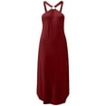 thumbnail image 4 of Abcnature Womens Maxi Dress, Women Sleeveless Halter Irregular Hem Solid Dress, Plus Size Summer Casual Long Dresses, Wedding Guest Dresses Beach Party Dress Wine XS, 4 of 4
