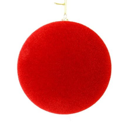 Vickerman 5 Christmas Ornament Flocked Ball Red Flocked Finish Shatterproof Plastic Holiday Christmas Tree Decoration 4 Pack