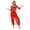 Red, variant on Alvivi Women Sequin Self-tie Back Belly Dance Crop Top Lantern Pants Bollywood Belly Dance Outfit Yellow One Size