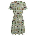 thumbnail image 5 of Watercolour Bugs Pattern Dress Fashion Beach Short Sleeve Dresses Female Party Printed Sundress, 5 of 7
