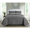 thumbnail image 2 of Quilt Set King/Cal King/California King Size Dark Grey - Oversized Bedspread - Soft Microfiber Lightweight Coverlet for All Season - 3 Piece Includes 1 Quilt and 2 Shams, Geometric Pattern, 2 of 6