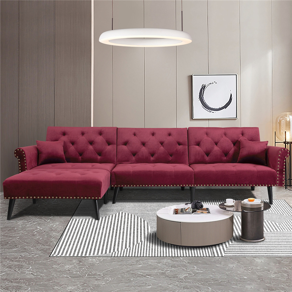 Segmart Sectional Sofas, Red Fabric