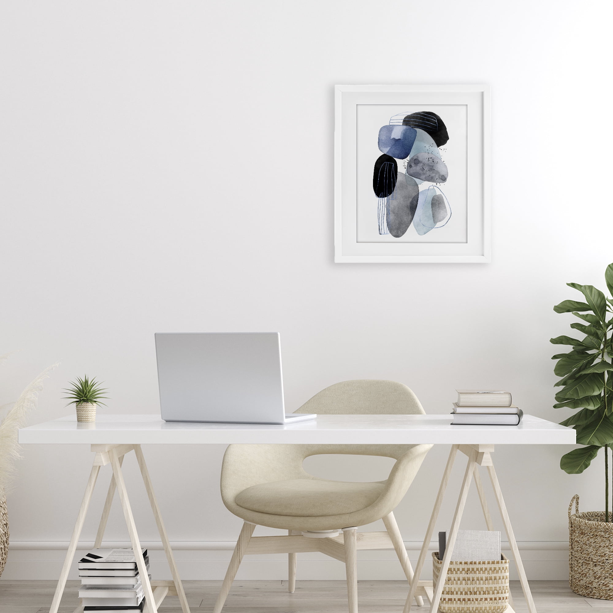 Stupell Industries Pebbles of Frozen Currents White Framed Print Under Glass, design by Svetlana Aleynikova
