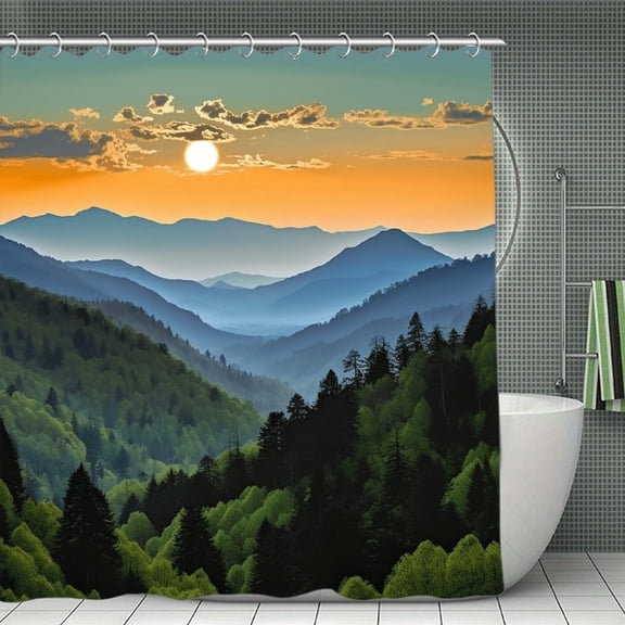 Great Smoky Mountains Shower Curtain 70.8x70.8 Inch,Bathroom Shower Curtain,Home Waterproof Fabric Shower Curtain Bathtub Decor with Hooks