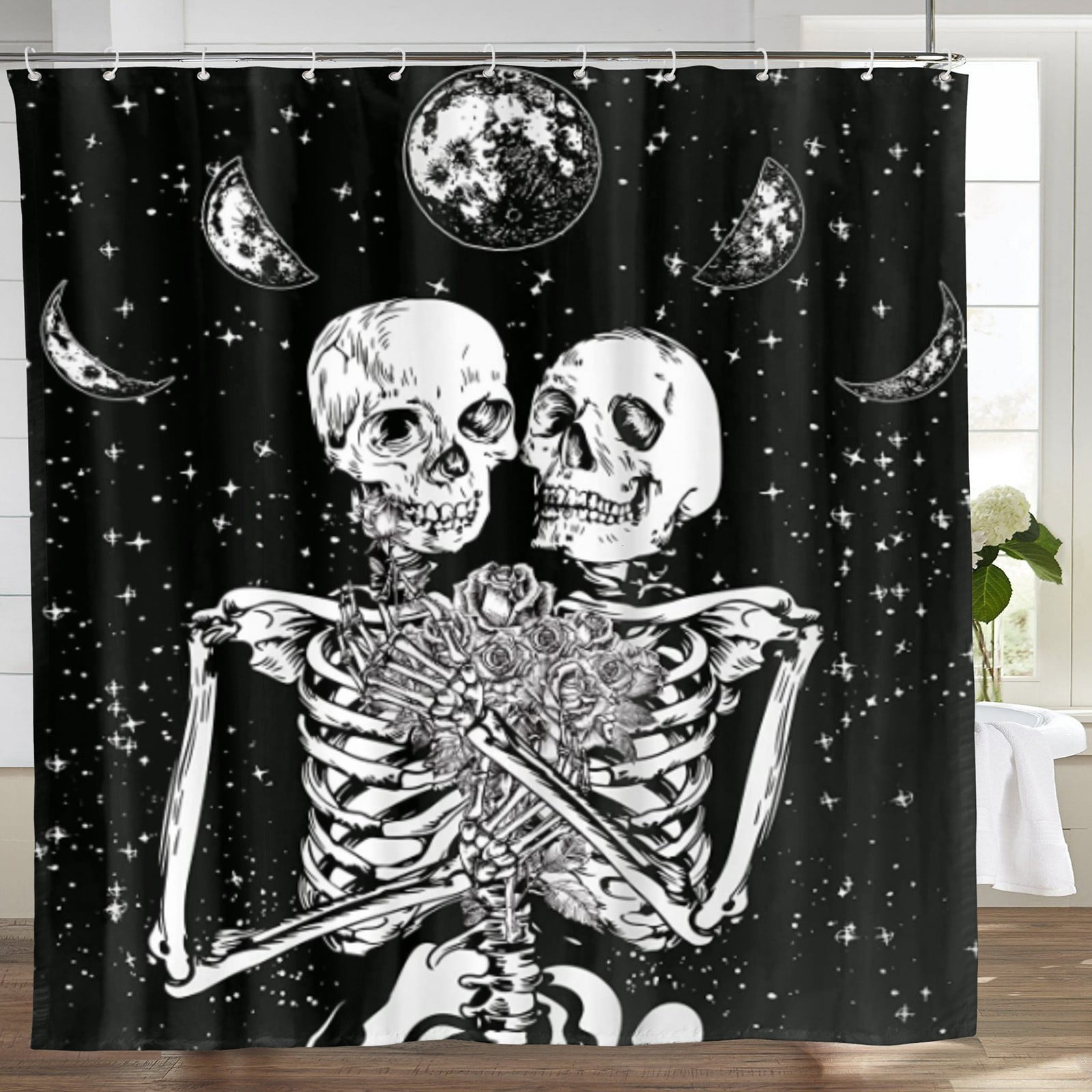 Funny Skull Shower Curtain Happy Halloween Skulls Skeleton Shower