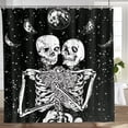 thumbnail image 3 of Funny Skull Shower Curtain Happy Halloween Skulls Skeleton Shower Curtain for Day of The Dead All Saints Day Home Decor 72"x72", 3 of 7