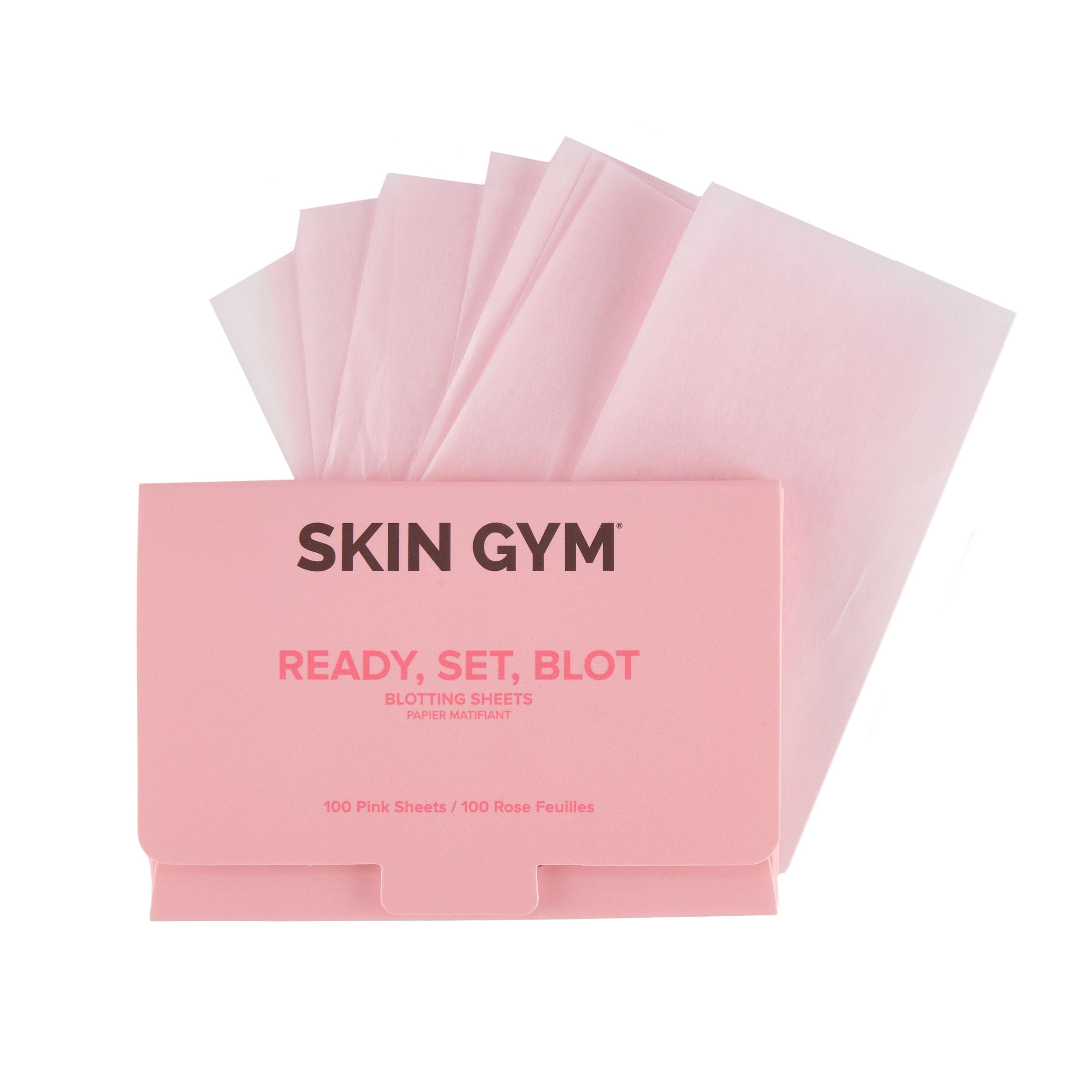 (2 pack) Skin Gym Ready, Set, Blot Pink Blotting Papers 100 Count, Eco-Friendly, Biodegradable, On-the-Go Blotting Papers to Absorb Oil and Shine