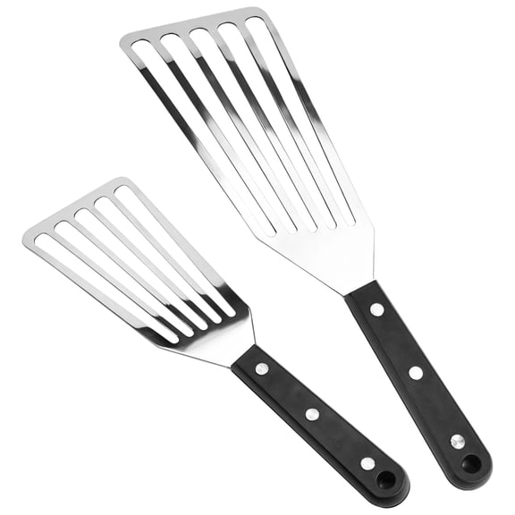 2 Pcs Fish Spatula, Stainless Steel Slotted Turner Spatulas With Heat-Resistant Plastic Handle, Long Kitchen Tool For Fish Frying, Eggs Flipping, Grilling Steak, Professional Chef Cooking