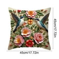 thumbnail image 2 of Tunhigl 18x18in Vintage Floral Bird Pillow Cover Boho Floral Pillowcase for Farmhouse Living Room Sofa Bedroom Decorations, 2 of 7