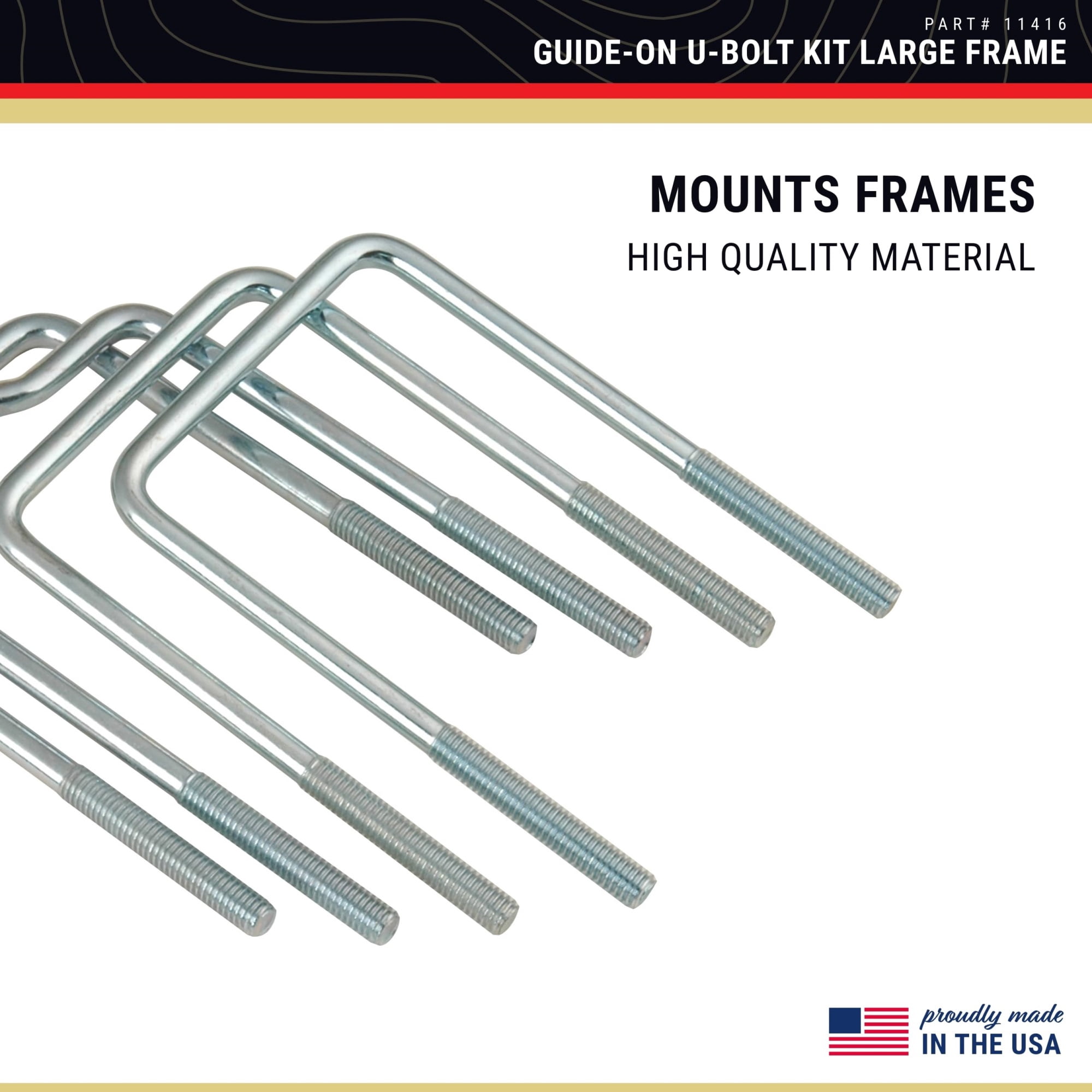 CE Smith - 11416 Straight (2) & Formed (2) Square U-Bolt Kit - 3/8" x 3-1/2" x 6"