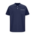 thumbnail image 4 of Elvqul Shirts for Men Collared Polo Holiday T-Shirts Short Sleeve Big and Tall Plain Navy Polo Shirts, 4 of 5