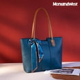 thumbnail image 3 of Montana West Tote Bags for Women Medium Top Handle Handbags with Scarf, Teal Blue, 3 of 7