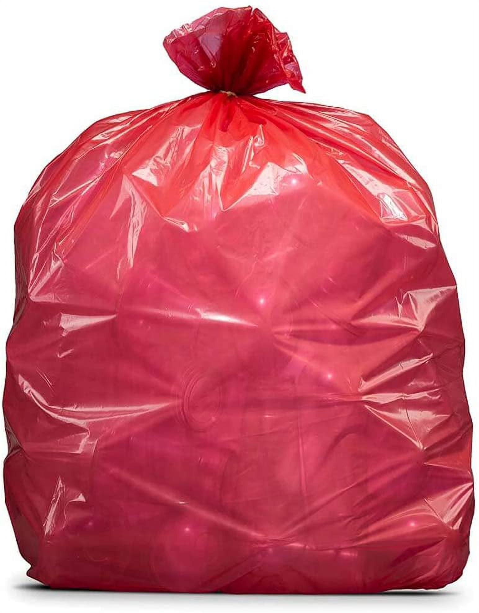 PlasticMill 33 Gallon Garbage Bags: Red, 1.5 mil, 33x39, 100 Bags.