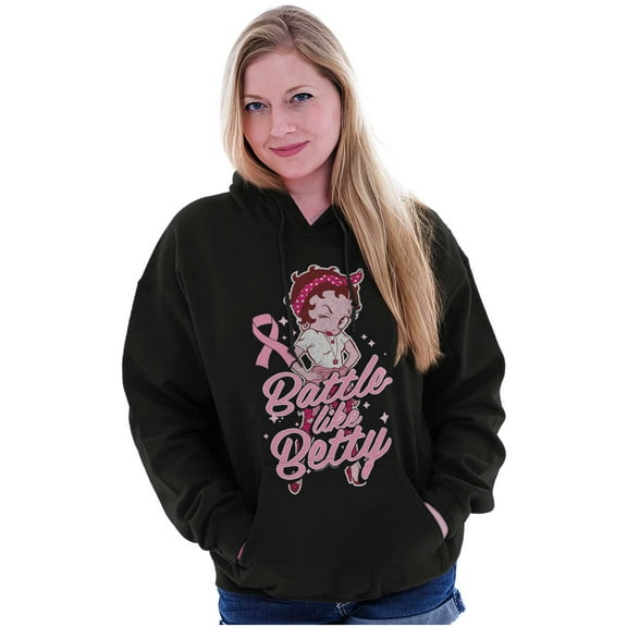 Breast Cancer Battle Like Betty Boop Women Plus Size Hoodie Brisco Brands 2X