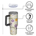 thumbnail image 4 of 40oz Tumbler with Handle and Straw, Vacuum Insulated Stainless Steel Travel Mug, Fits Car Cup Holder, Daisy Floral Print, 4 of 6