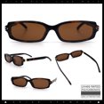 thumbnail image 2 of SA106 Womens Slim Retro Mod Narrow Rectangle Sunglasses Gold-Tone Temple Hinge / Tortoise Frame - Brown Lens, 2 of 7