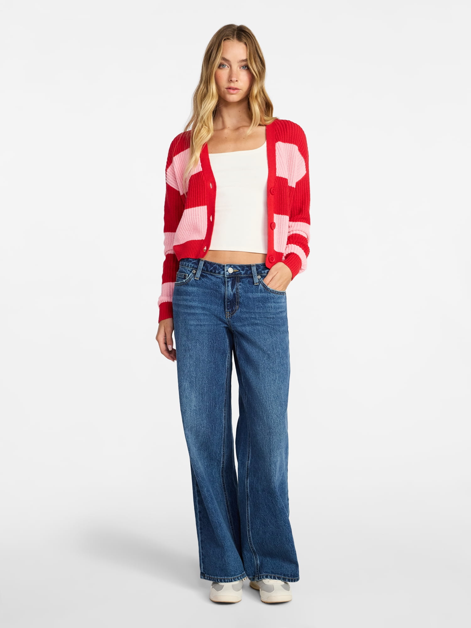 No Boundaries Cropped Knit Cardigan, Women's XXS-XXL