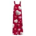 thumbnail image 4 of Fgvctg Valentine's Day Women's Jumpsuits Wide Leg Pant Date Night Spaghetti Straps Cute Love Heart Print Jumpsuits Sleeveless Bib Overalls Sprimg Rompers Clothing With Pockets Light pink XL, 4 of 6