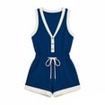 thumbnail image 4 of Womens Comfy Sweatsuit Color Block 2 Piece Sleeveless Tank Tops and Elastic Waist Shorts with Pockets Summer Tracksuit Outfits Blue XL, 4 of 9
