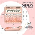 thumbnail image 3 of CATIGA Mechanical Switch Calculator with Dual Power, 12-Digit Aesthetic and Cute Desktop Calculator with Big Button, for Home, School and Office Use, SD-1299 (Peach), 3 of 7