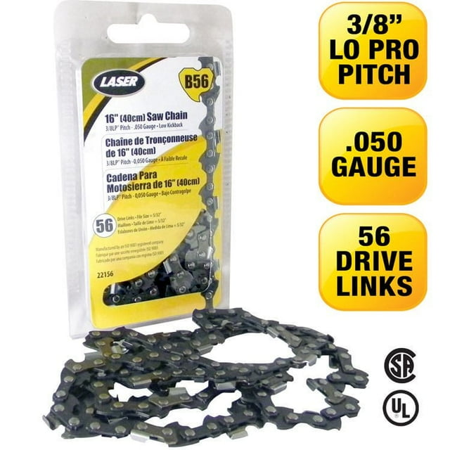 LASER Chaîne de Tronçonneuse 3/8LP-050 56 maillons-guides