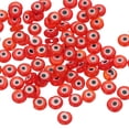 thumbnail image 1 of Cuentas planas de ojo malvado Uxcell de 6mm, 100 piezas de cuentas de encanto de ojo malvado turco en forma redonda para pulseras y collares de arte DIY, Naranja, 1 of 6