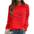 thumbnail image 2 of Bmisegm Sweat à Capuche Sans Manches pour Femmes, Col Rond, Imprimé Baseball, Rouge L, 2 of 5