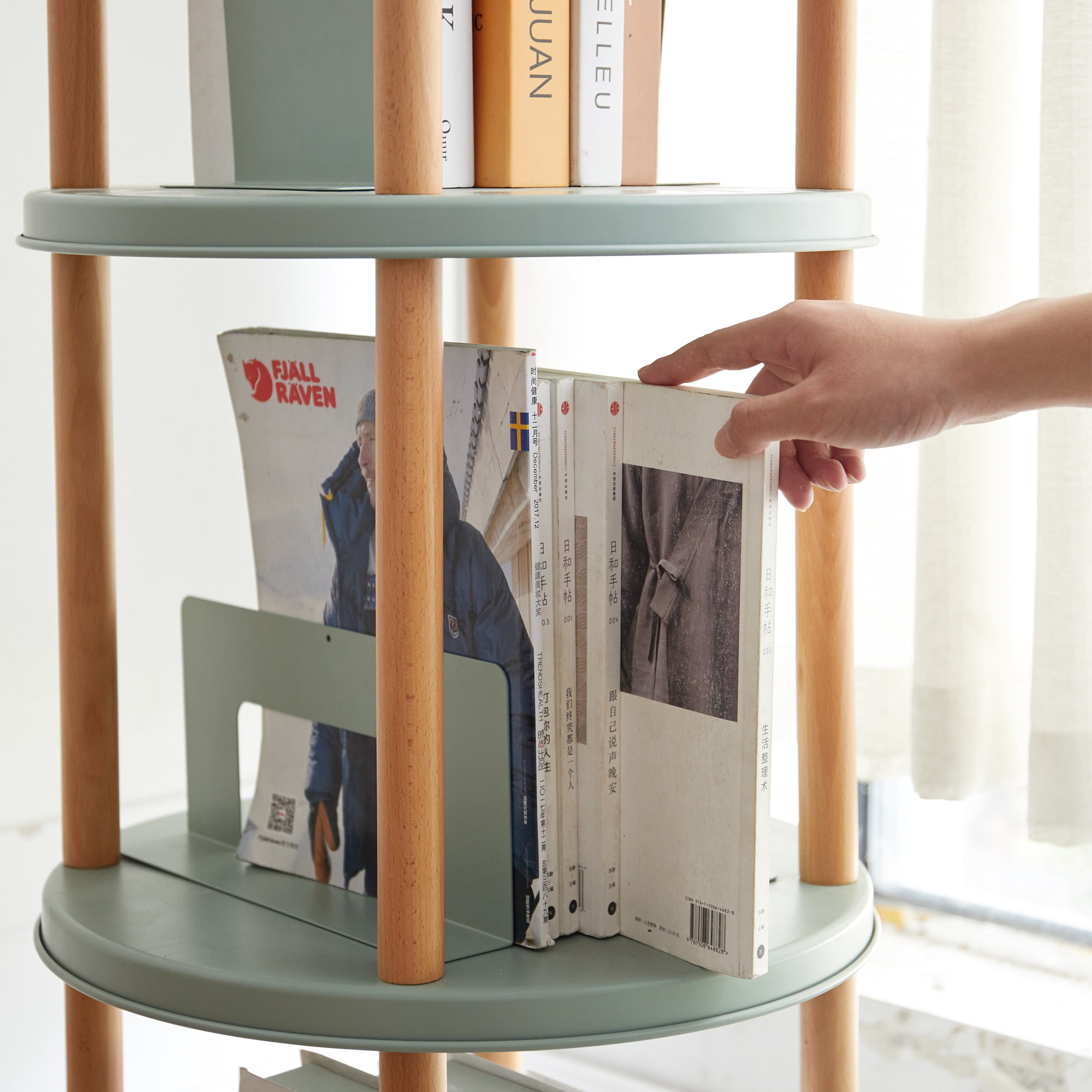 MAYEERTY 360° Rotating Bookshelf - Multifunctional 3-Tier Storage Rack
