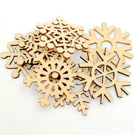 Wooden Christmas Decor - 10Pcs Assorted Wooden Snowflake Xmas Wedding Tree Hanging Ornament Decor Sturdy