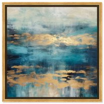 Mermaid Lagoon Canvas Colorful Abstract Wall Art by Art Remedy, Gold Frame, 12" x 12"