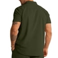 thumbnail image 4 of LTTVQM Men's Corduroy Button Down Shirts Casual Short Sleeve Shacket Jacket Solid Striped Shirt Tops with Pockets Army Green 2XL, 4 of 5