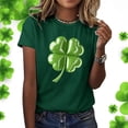 thumbnail image 2 of TSADFHJI Hauts et Blouses pour Femmes Rouge Mode Décontractée Imprimé Col Rond Manches Courtes Chandail T-Shirt S Vert, 2 of 4