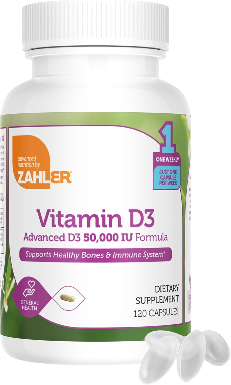 Zahler Vitamin D3 50,000 IU, 120 Capsules, Advanced D3 Formula, Immune Support, Bone & Muscle Health, High Potency Vitamin D Supplement