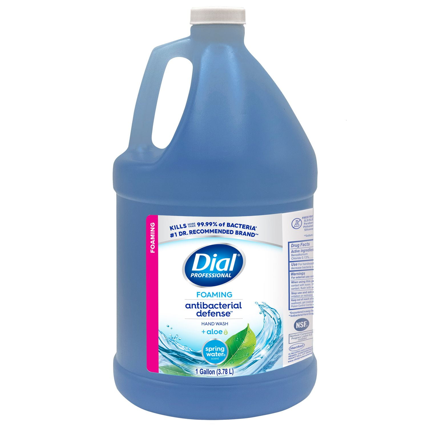 Dial Antibacterial Foaming Hand Wash Refill, Spring Water Scent, 1 gal, 4/Carton