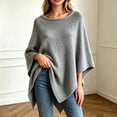 thumbnail image 4 of Sweater for Women Crew Neck Knit Poncho Top Asymmetrical Hem Relaxed Fit Casual Fall Pullover, 4 of 5