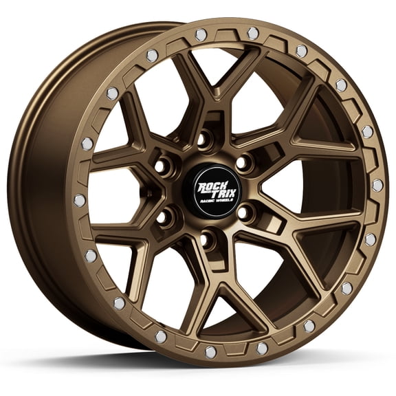 RockTrix RT107 17 inch Wheel Compatible with Chevrolet Colorado Silverado 1500, 6x5.5 Rim 6x139.7 Wheel, 17x9, -12 Offset, 4.5 Backspace, Also Fits GMC Canyon Sierra 1500, Bronze