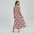 thumbnail image 2 of Red Striped Usa Star Pattern Printed Short Sleeve Maxi Dress, American Flag Fashion Summer Maxi Dress For Women. Gifts For Us Independence Day, 4Th Of July, 2 of 4