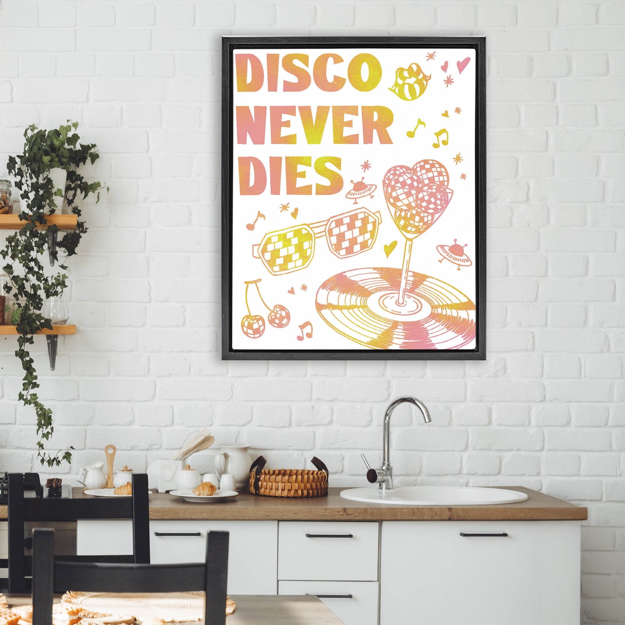 Stupell Industries Disco Never Dies Black Framed Floater Canvas Wall Art, design by Ziwei Li