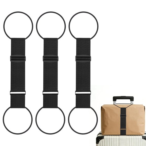 3PCS Multi Use Strong Adjustable Luggage Connector Straps, Flexible Elastic Fastening Belt for Travel Suitcase