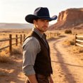 thumbnail image 3 of Wool Blend Western Cowboy Hat for Men Classic Fedora Hat Felt Hats with One Decorative Bands, 3 of 5