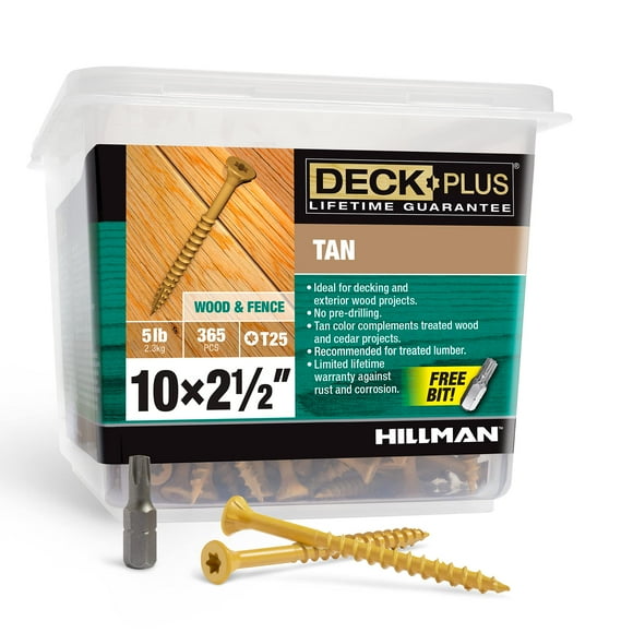 Sujetadores Screw Deck Plus, color canela 48416, 2,5 x 10 mm, 2,27 kg