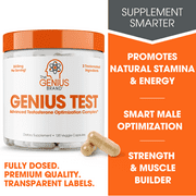Testosterone Booster Supplement with Ashwagandha Natural Muscle Gainer, Supports Strength & Energy, Genius Test by the Genius Brand