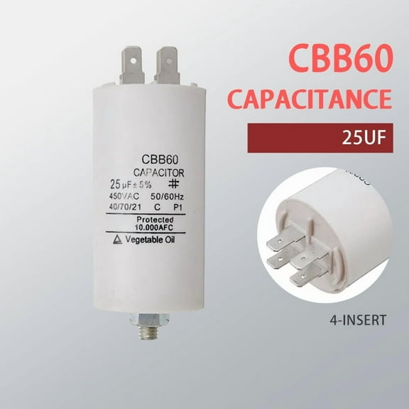 Universal 25uf Capacitor CBB60 Motor Run Capacitors Water Pump Starting Capasitor 450V AC Motors
