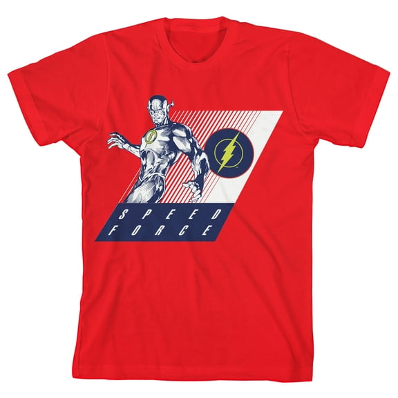 Flash Silhouette Art with Speed Force Youth Boy's Red T-Shirt-XL